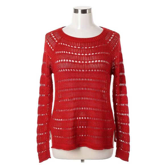 Aeropostale Sweaters - Aeropostale Red Crochet Longline Open-Knit Sweater Sz S/P - Y2K Whimsigoth Boho